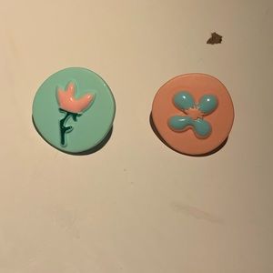 Mismatched blue and pink earrings